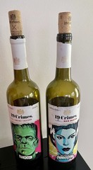 Frankenstein & Bride Universal Monsters 19 Crimes Empty Wine Bottles set of 2