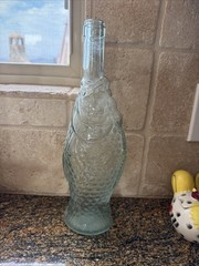 Vtg Empty Italian Fish Shaped Wine Bottle 13&Prime; Pescevino Glass Beach Nautical