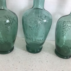 Cantine Vaselli Orvieto Green Blue Set Of Wine Bottles 6 Inch Embossed Vintage