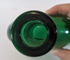 Emerald Green Glass Oval Bottle 8” Tall Marked On Bottom Vintage