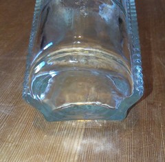 London White Dinner Wine Bottle Basket Weave sides fill w/ marbles colored sand