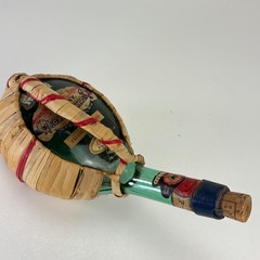 Vintage 1970 Chianti Fiasco Straw Empty Bottle Wrapped Italy 1 Qt Decor 11&Prime; Aqua