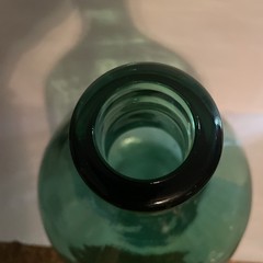 Vintage Large Italian Green Glass Demijohn (Dame Jeanne) Bottle 13-1/2”T 8-1/2”W