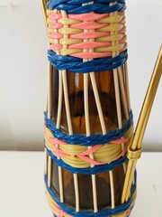 MCM Viresa Plastic Scoubidou Woven Wicker Demijohn Wine Bottle with Handle