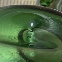 Beautiful Vintage Emerald￼ green hand blown dimple glass decanter Art Glass￼
