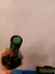Vintgage 1959 wine bottle hand blown green glass 7&Prime; tall