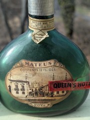 2 VTG MATEUS ROSE GREEN GLASS WINE BOTTLES EMPTY SOGRAPE PORTUGAL 12 & 6.1 Fl Oz