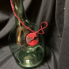 Vintage Italian Hand Blown Green Wine Decanter w/ice Chamber