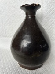 Vintage Brown Salt Glazed Stoneware Pear Shaped Wine Vessel/Vase Dug in Hawaii