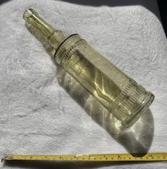 Beautiful Vintage Wine Bottle Amber Green Made In Spain Style Decanter Vase