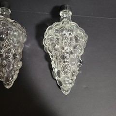 VTG CLEAR GLASS GRAPES CLUSTER SHAPED WINE BOTTLE DECOR DECANTER Set Of 2