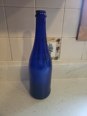 Cobalt Blue 11.5&Prime;×3.25&Prime; Long Neck Hand Blown Glass Decorative Wine Bottle NEW