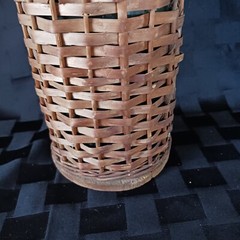 Vtg 2L European 16&Prime; Wicker Covered Demijohn Bottle w/Baled Porcelain Stopper