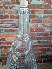 Fish Shaped Clear Glass Wine Bottle w/ Cork 13&Prime; Tall Vintage
