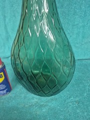 Vintage Green Glass Guildcraft Italy Embossed Honeycomb Bottle