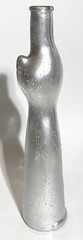 Collectible Vintage CAT SHAPED GLASS BOTTLE – 13”- Metallic Silver