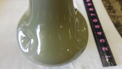 GREEN DIMPLE BASED BOTTLE WITH LONG NECK WINE/VASE HAND BLOWN