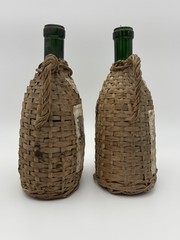 2 Vintage Wicker Case Wine Bottles 1966 – Quinta Lisbon Wine – Portugal (empty)