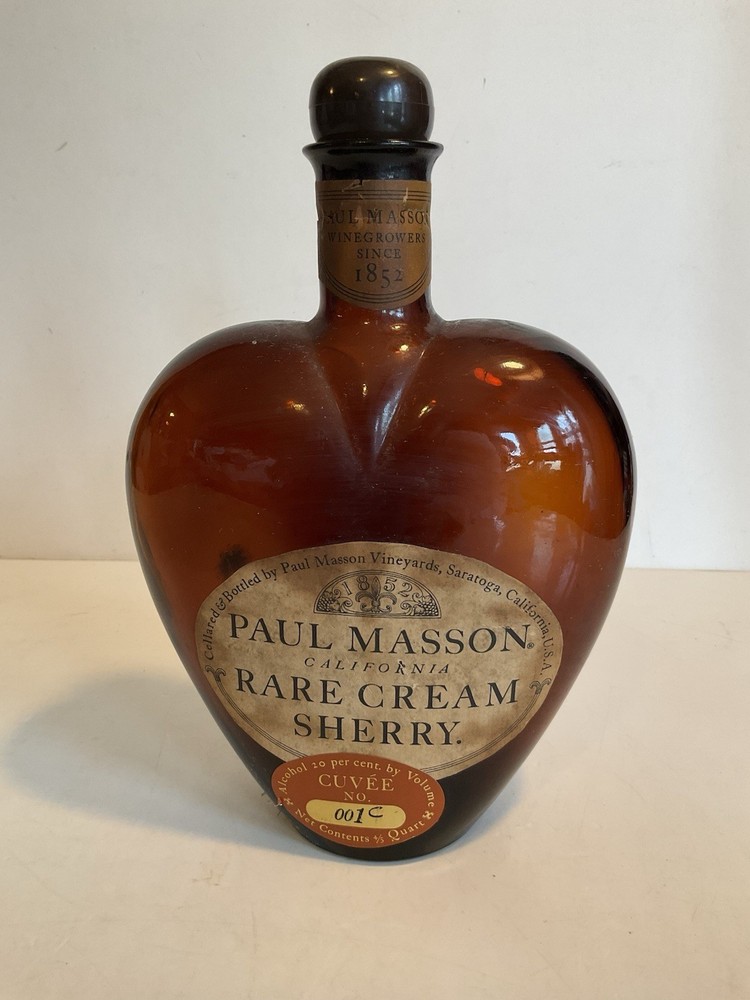 PAUL MASSON Heart-Shaped Rare Cream California Sherry 4/5 Qt Bottle Cuvee 001C