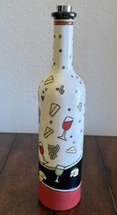 Benaya Wine Bottle Hand Crafted Porcelain & Enamel signed JP 06. Vintage Piece