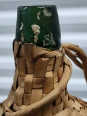 Rare RODEIO Wine Jug Demijohn Green Glass Wicker Wrapped Brazil VTG 1960s Empty