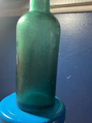 Vtg. Emerald Green Peppersauce Bottle Embossed JPS Ht: 9&Prime; Cir: 2 1/2&Prime;