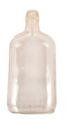 Vintage One Pint Clear Glass Bottle Wine Flask Excellent Condition