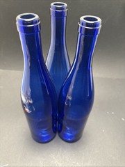 5 Vintage Cobalt Blue Wine Bottles 3 Trademark On Bottom