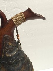 Vtg Spanish Style Porron Wine Decanter w/Fish Display Art 15&Prime;x10&Prime;x4&Prime; Faux Wood