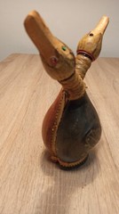 Vintage leather bottle for wine or spirits. Italy. 1980s