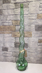 MCM Italian Chianti Wine Embossed Twisted Green Glass Bottle Mazzoni 32&Prime; Import
