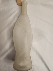 Vintage Frosted Glass Fish Shaped Bottle 14&Prime; Tall.