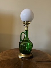 Vintage Handmade Wine Bottle Electric Table Lamp Charles Fournier 1/2 Gallon