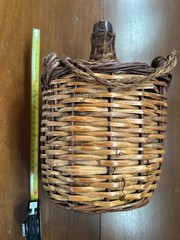 Vintage VILELLA Spain Amber Glass Wicker Wrapped Demijohn Wine Jug Rustic Decor
