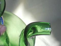 Estate Sale Vintage Green Hand Blown Glass Italian Wine Chiller with Ice Pocket