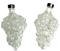 Lot/2 Clear Glass Bottle Grape Cluster Bunch Shaped Wine Decanters Length 6.5&Prime;
