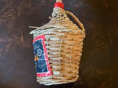 Vtg Wine Bottle Wrapped In Wicker 1/2 Gallon Green Glass Marbella Collectible