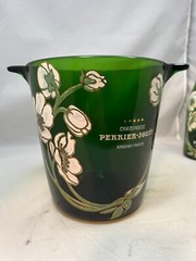 Perrier Jouet Champagne Bucket with Pair Glasses and empty Champagne Bottle 1975