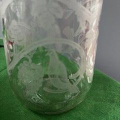 Vintage 1988 Floral Etched Norman Kosarin Carafe Paul Masson Vineyards Birds