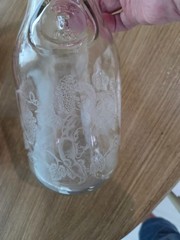 2 Vintage Paul Masson carafes/ 1 etched/1 plain marked since 1852