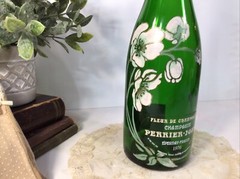 Vintage Perrier-Jouet Fleur De Champagne Bottle~1976~Hand Painted Flowers~Empty~