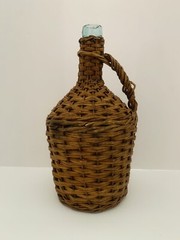Wicker Wrapped Clear Glass Bottle 13&Prime;