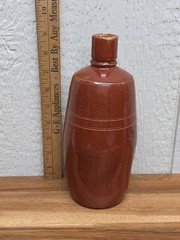 Vintage Lancers Wine Bottle Red/Brown Stoneware Jug 9&Prime; Portugal EUC!