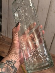 Vintage F Diaz SA Spain Glass Bottle Wine Decanter Embossed Garland Clear Albi
