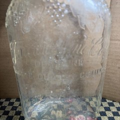Vintage Fairview Wine Of Maine Pressed Glass Jug Embossed Grapes Leaves 64 Oz