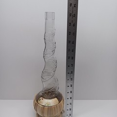 Empty Bottaro Green Spiral Glass Wine Bottle Italy 15.5&Prime; With Raffia wrap