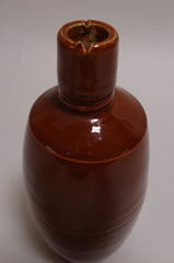 Brown Clay Portuguese Lancers Wine Bottle Portugal Vintage Vin Rose MCM Red