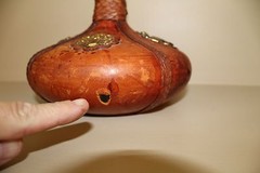 VTG Leather Wrapped Wine Bottle Decanter Medieval Knight Crest Theme Genie