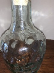 Glass Demijohn Bottle – Wavy Glass Bottle – Antique Light Green Glass 10” Tall