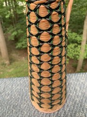 Vintage Plastic Wicker Wrapped Wine Bottle Decoration